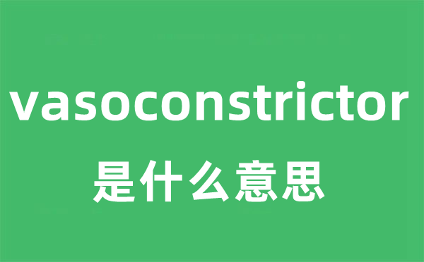 vasoconstrictor是什么意思