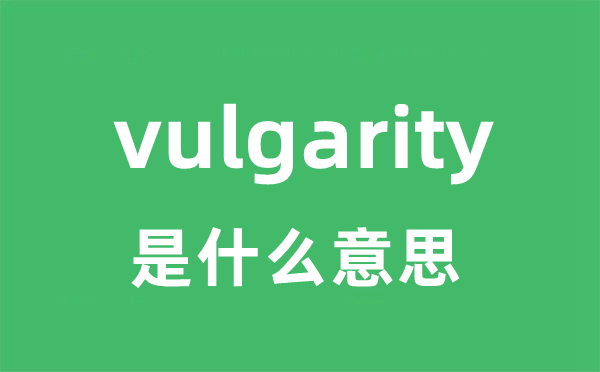 vulgarity是什么意思