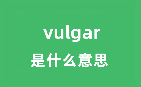 vulgar是什么意思