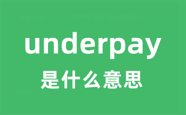 underpay是什么意思