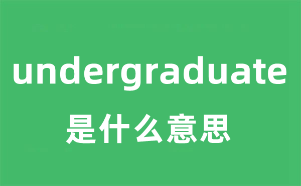 undergraduate是什么意思