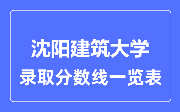 2023年高考多少分能上沈阳建筑大学？附各省录取分数线