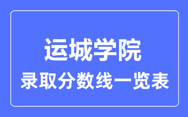 2023年高考多少分能上运城学院？附各省录取分数线