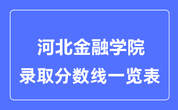 2023年高考多少分能上河北金融学院？附各省录取分数线