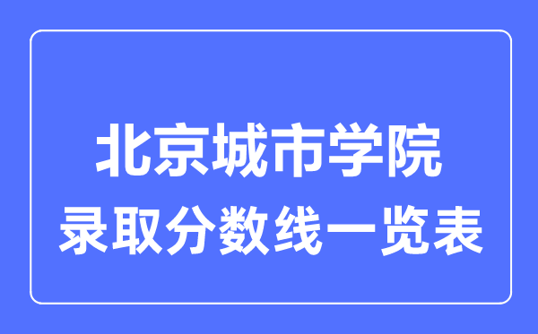 2023年高考多少分能上北京城市学院？附各省录取分数线