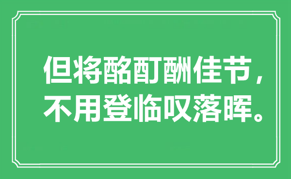 “但将酩酊酬佳节，不用登临叹落晖”是什么意思,出处是哪里