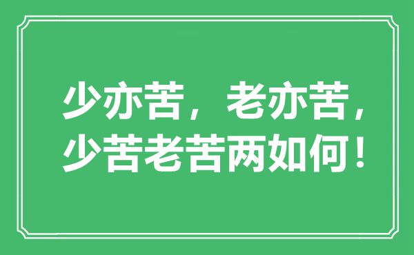 “少亦苦，老亦苦，少苦老苦两如何！”是什么意思,出处是哪里