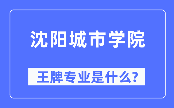 沈阳城市学院王牌专业是什么,有哪些专业比较好？