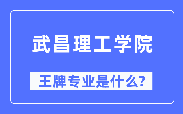 武昌理工学院王牌专业是什么,有哪些专业比较好？