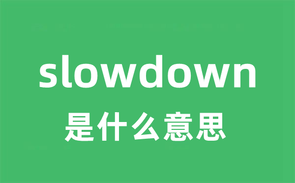 slowdown是什么意思