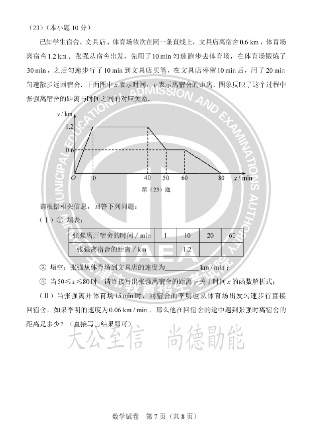 2023年天津中考数学试卷真题及答案