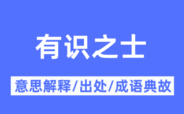 有识之士的意思解释,有识之士的出处及成语典故