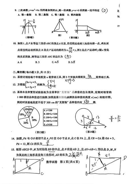 2023年河南中考数学试卷真题及答案