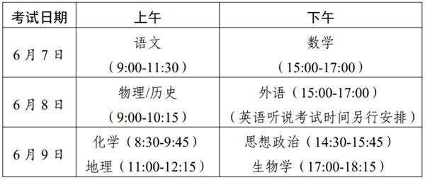 2023年广东高考时间安排,广东高考各科目具体时间安排表