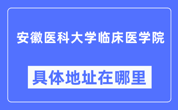 安徽医科大学临床医学院具体地址在哪里,在哪个城市，哪个区？