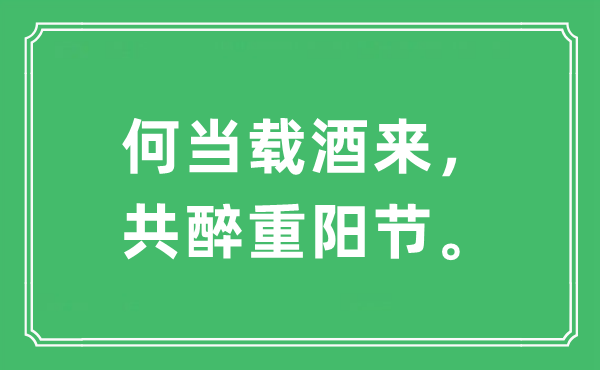 “何当载酒来，共醉重阳节。”是什么意思,出处及原文翻译