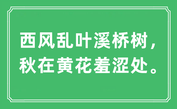 “西风乱叶溪桥树，秋在黄花羞涩处”是什么意思,出处及原文翻译