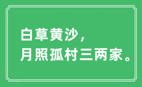 “白草黄沙，月照孤村三两家”是什么意思,出处及原文翻译