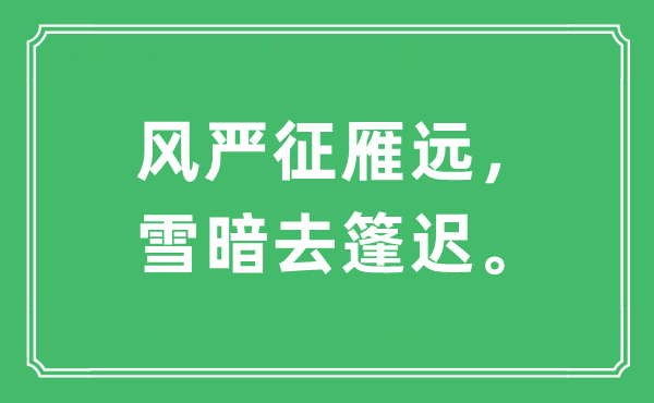 “风严征雁远，雪暗去篷迟”是什么意思,出处及原文翻译