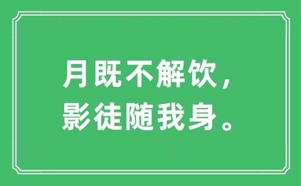 “月既不解饮，影徒随我身。”是什么意思,出处及原文翻译