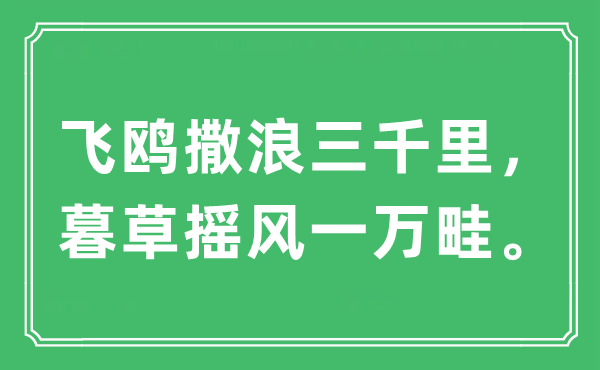 “飞鸥撒浪三千里，暮草摇风一万畦”是什么意思,出处及原文翻译