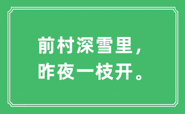 “前村深雪里，昨夜一枝开”是什么意思,出处及原文翻译