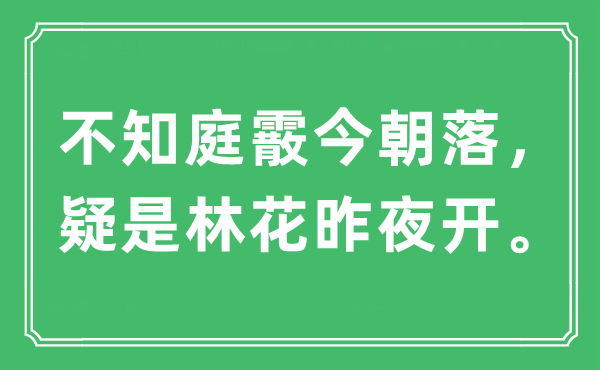 “不知庭霰今朝落，疑是林花昨夜开”是什么意思,出处及原文翻译