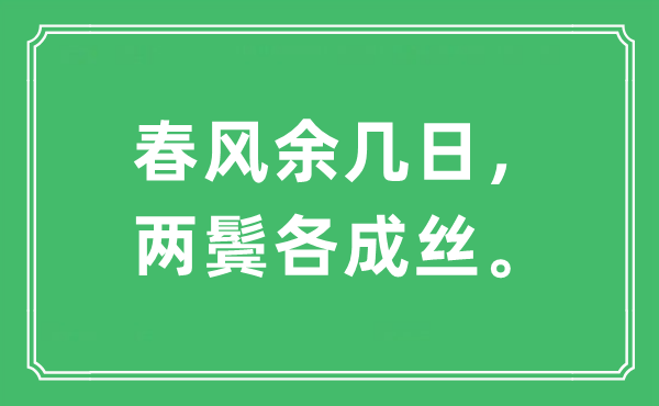 “春风余几日，两鬓各成丝”是什么意思,出处及原文翻译