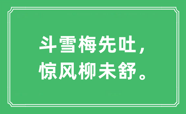 “斗雪梅先吐，惊风柳未舒。”是什么意思,出处及原文翻译