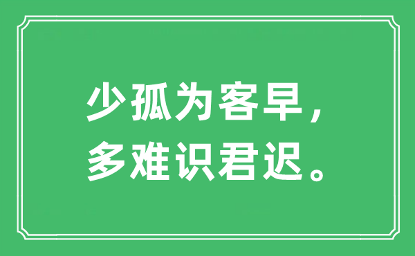 “少孤为客早，多难识君迟。”是什么意思,出处及原文翻译