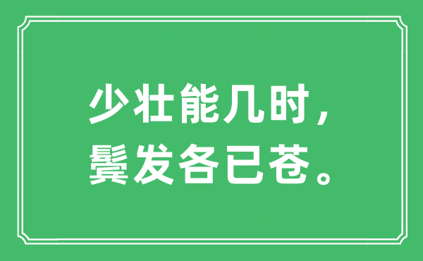 “少壮能几时，鬓发各已苍。”是什么意思,出处及原文翻译