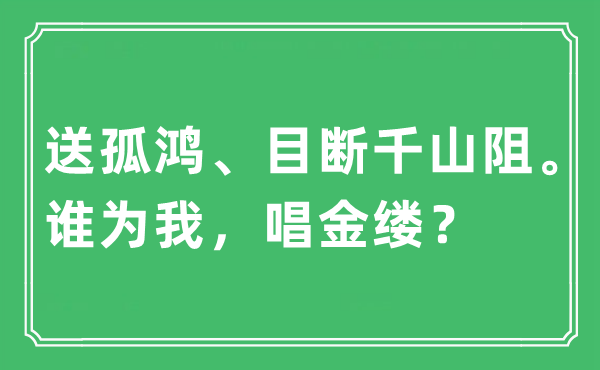 “送孤鸿、目断千山阻。谁为我，唱金缕？”是什么意思,出处及原文翻译