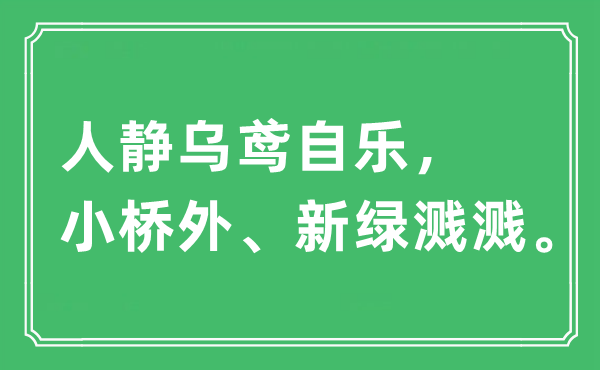 “人静乌鸢自乐，小桥外、新绿溅溅”是什么意思,出处及原文翻译