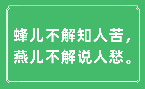 “蜂儿不解知人苦，燕儿不解说人愁。”是什么意思,出处及原文翻译