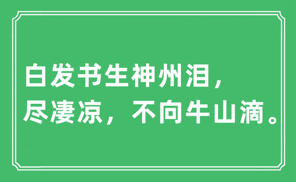 “白发书生神州泪，尽凄凉，不向牛山滴。”是什么意思,出处及原文翻译