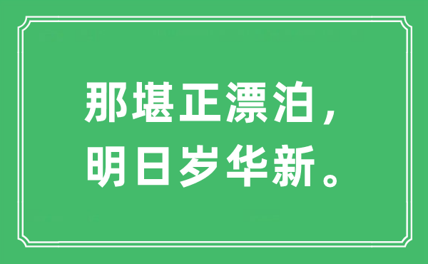 “那堪正漂泊，明日岁华新。”是什么意思,出处及原文翻译