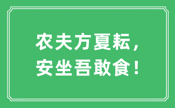 “农夫方夏耘，安坐吾敢食！”是什么意思,出处及原文翻译