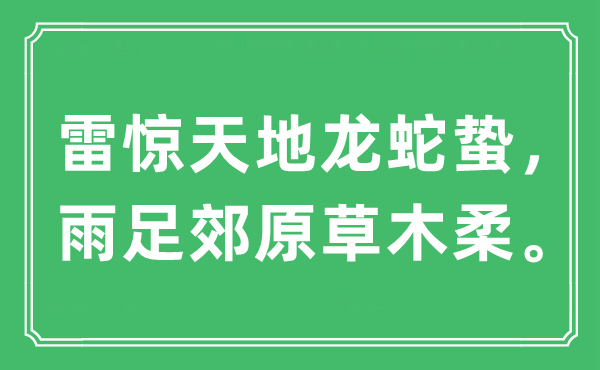 “雷惊天地龙蛇蛰，雨足郊原草木柔”是什么意思,出处及原文翻译