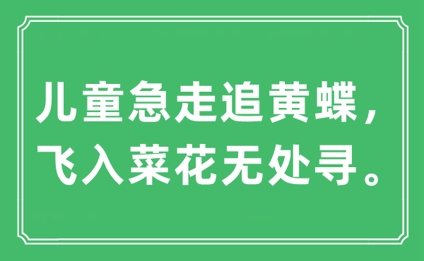 “儿童急走追黄蝶，飞入菜花无处寻。”是什么意思,出处及原文翻译