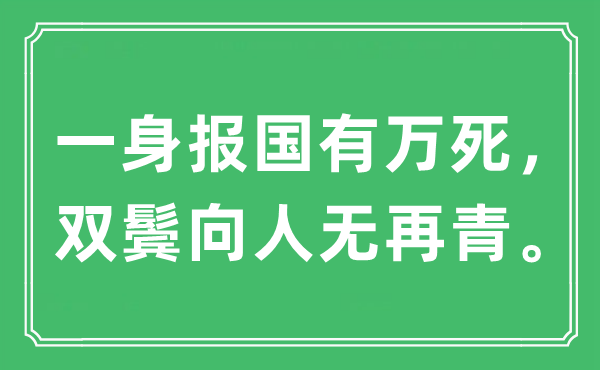 “一身报国有万死，双鬓向人无再青”是什么意思,出处及原文翻译