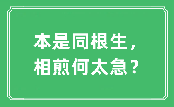 “本是同根生，相煎何太急？”是什么意思,出处及原文翻译