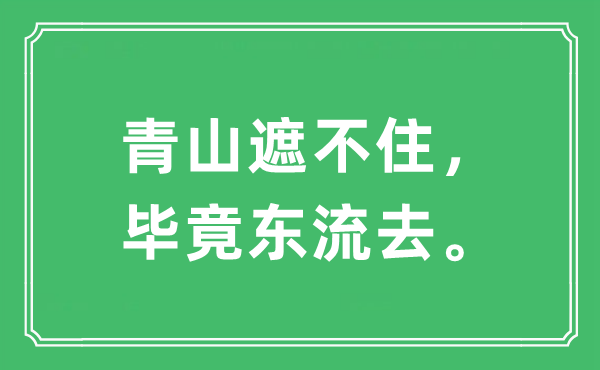 “青山遮不住，毕竟东流去”是什么意思,出处及原文翻译