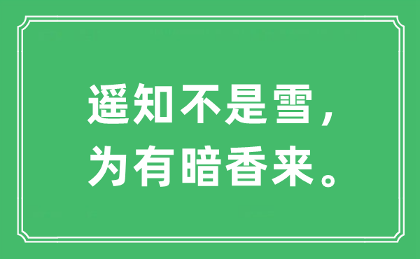 “遥知不是雪，为有暗香来”是什么意思,出处及原文翻译