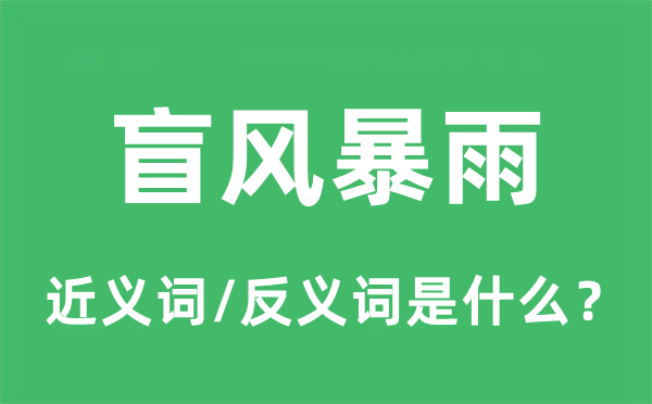 盲风暴雨的近义词和反义词是什么,盲风暴雨是什么意思