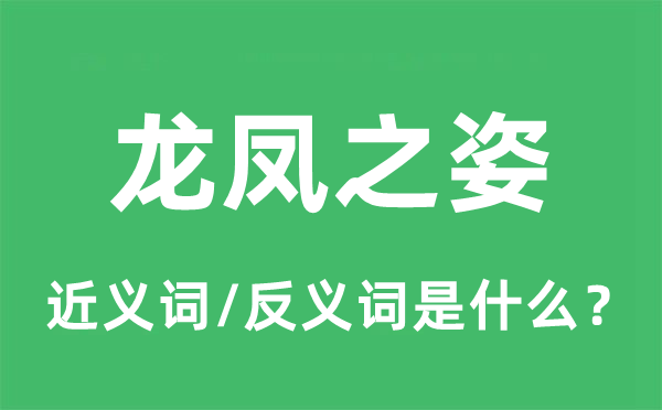 龙凤之姿的近义词和反义词是什么,龙凤之姿是什么意思