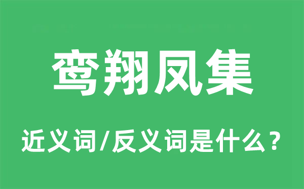 鸾翔凤集的近义词和反义词是什么,鸾翔凤集是什么意思