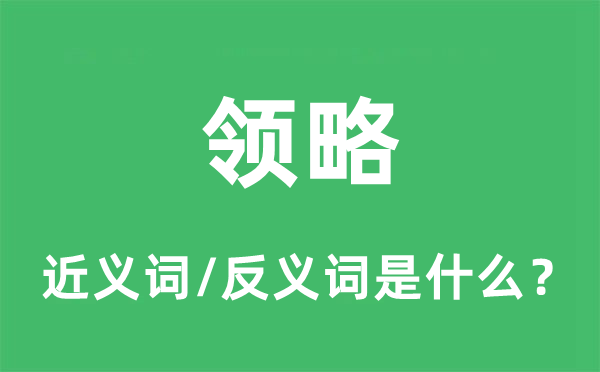 领略的近义词和反义词是什么,领略是什么意思