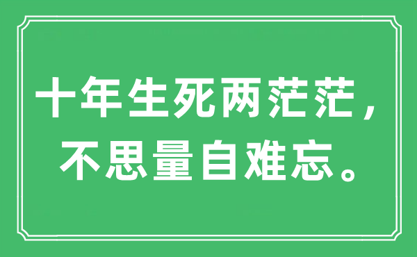 “十年生死两茫茫，不思量自难忘”是什么意思,出处及原文翻译