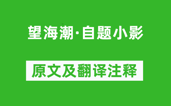 谭嗣同《望海潮·自题小影》原文及翻译注释,诗意解释