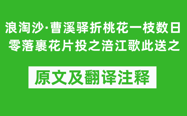 左辅《浪淘沙·曹溪驿折桃花一枝数日零落裹花片投之涪江歌此送之》原文及翻译注释,诗意解释